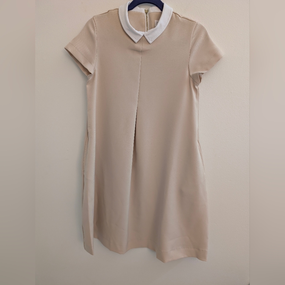 Elegant Beige Short Sleeve Dress